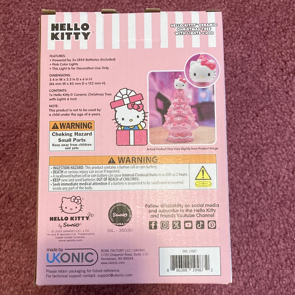 Hello Kitty Pink Light-Up Ceramic Tree - Picture 3 of 3